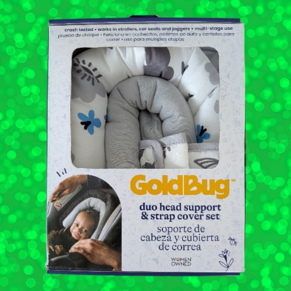 GoldBug Gray Duo Head Support & Strap Cover Set